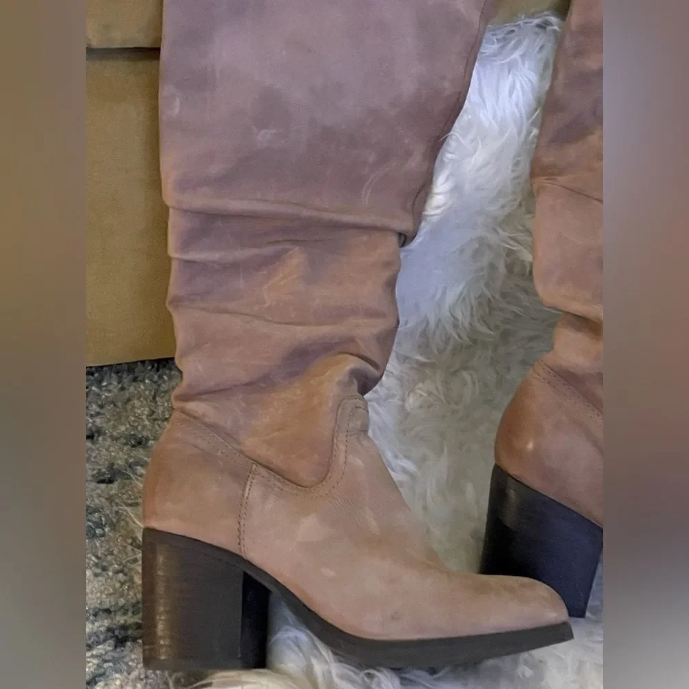 Aldo Suede Over The Knee Slouchy Heeled Boots 6.5